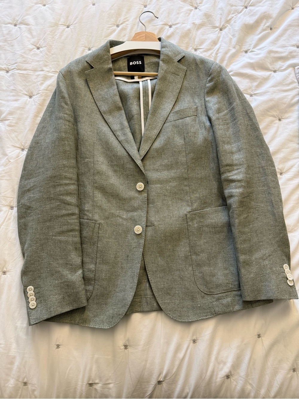 BOSS Men’s 40S Marzotto Italian Fabric Green Slim Fit Blazer